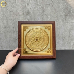 TRANH MẶT TRỐNG ĐỒNG BẰNG ĐỒNG MẠ VÀNG 24K - QUÀ TẶNG ĐỂ BÀN (KÍCH THƯỚC 26X26CM)