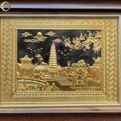 TRANH THÁP PHỔ MINH BẰNG ĐỒNG DÁT VÀNG  - KÍCH THƯỚC 34X28cm)
