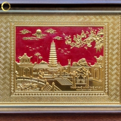 TRANH THÁP PHỔ MINH BẰNG ĐỒNG DÁT VÀNG - KÍCH THƯỚC 34X28cm)