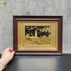 TRANH THÁP PHỔ MINH BẰNG ĐỒNG DÁT VÀNG  - KÍCH THƯỚC 34X28cm)