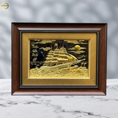 TRANH THUẬN BUỒM XUÔI GIÓ BẰNG ĐỒNG DÁT VÀNG - KÍCH THƯỚC 42X32CM