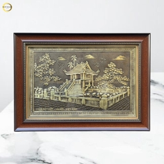 TRANH CHÙA MỘT CỘT BẰNG ĐỒNG VÀNG GIẢ CỔ - KÍCH THƯỚC 54x38CM