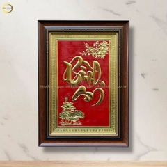 TRANH CHỮ BÌNH AN BẰNG ĐỒNG VÀNG- KÍCH THƯỚC 54X38CM