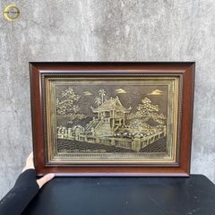 TRANH CHÙA MỘT CỘT BẰNG ĐỒNG VÀNG GIẢ CỔ - KÍCH THƯỚC 54x38CM