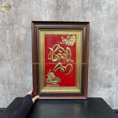 TRANH CHỮ BÌNH AN BẰNG ĐỒNG VÀNG- KÍCH THƯỚC 54X38CM