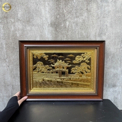 TRANH KHUÊ VĂN CÁC BẰNG ĐỒNG DÁT VÀNG  - KÍCH THƯỚC 54X38CM
