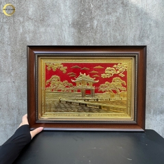 TRANH KHUÊ VĂN CÁC BẰNG ĐỒNG DÁT VÀNG  - KÍCH THƯỚC 54X38CM