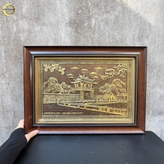 TRANH KHUÊ VĂN CÁC BẰNG ĐỒNG VÀNG GIẢ CỔ  - KÍCH THƯỚC 54X38CM