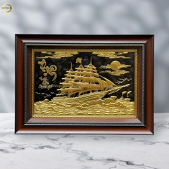 TRANH THUẬN BUỒM XUÔI GIÓ BẰNG ĐỒNG DÁT VÀNG  - KÍCH THƯỚC 38X54CM