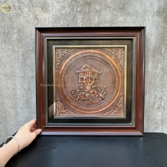 TRANH CHÙA MỘT CỘT BẰNG ĐỒNG VÀNG GIẢ CỔ- KÍCH THƯỚC 42x42CM