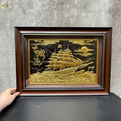 TRANH THUẬN BUỒM XUÔI GIÓ BẰNG ĐỒNG DÁT VÀNG  - KÍCH THƯỚC 38X54CM