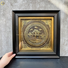 TRANH KHUÊ VĂN CÁC BẰNG ĐỒNG VÀNG GIẢ CỔ  - KÍCH THƯỚC 40X40CM