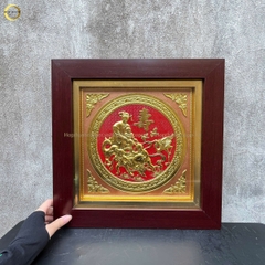 TRANH MỪNG THỌ CỤ BÀ BẰNG ĐỒNG DÁT VÀNG - KÍCH THƯỚC 41X41CM