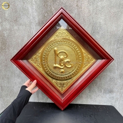 TRANH CHỮ LỘC THƯ PHÁP BẰNG ĐỒNG MẠ VÀNG 24K  - KÍCH THƯỚC 40X40CM