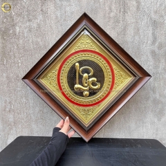 TRANH CHỮ LỘC THƯ PHÁP BẰNG ĐỒNG VÀNG  - KÍCH THƯỚC 40X40CM