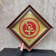 TRANH CHỮ LỘC THƯ PHÁP BẰNG ĐỒNG VÀNG  - KÍCH THƯỚC 40X40CM