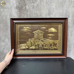 TRANH CHỢ BẾN THÀNH BẰNG ĐỒNG GIẢ CỔ - KÍCH THƯỚC 38X54CM