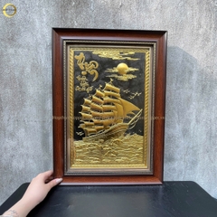 TRANH THUẬN BUỒM XUÔI GIÓ BẰNG ĐỒNG DÁT VÀNG - KÍCH THƯỚC 38X54CM