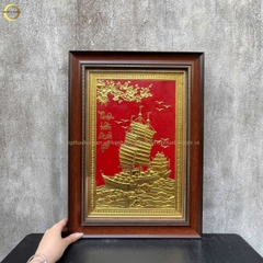 TRANH THUẬN BUỒM XUÔI GIÓ BẰNG ĐỒNG DÁT VÀNG - KÍCH THƯỚC 38X54CM