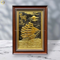 TRANH THUẬN BUỒM XUÔI GIÓ BẰNG ĐỒNG DÁT VÀNG - KÍCH THƯỚC 38X54CM