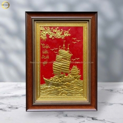 TRANH THUẬN BUỒM XUÔI GIÓ BẰNG ĐỒNG DÁT VÀNG - KÍCH THƯỚC 38X54CM