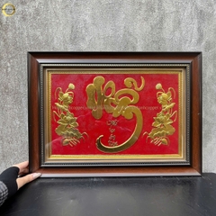 TRANH CHỮ NHẪN BẰNG ĐỒNG DÁT VÀNG -  KÍCH THƯỚC 54X38CM