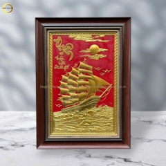 TRANH THUẬN BUỒM XUÔI GIÓ BẰNG ĐỒNG DÁT VÀNG - KÍCH THƯỚC 38X54CM