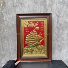 TRANH THUẬN BUỒM XUÔI GIÓ BẰNG ĐỒNG DÁT VÀNG - KÍCH THƯỚC 38X54CM