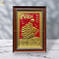 TRANH THUẬN BUỒM XUÔI GIÓ BẰNG ĐỒNG DÁT VÀNG - KÍCH THƯỚC 38X54CM