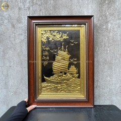 TRANH THUẬN BUỒM XUÔI GIÓ BẰNG ĐỒNG DÁT VÀNG - KÍCH THƯỚC 38X54CM