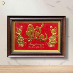 TRANH CHỮ ĐỨC BẰNG ĐỒNG VÀNG - KÍCH THƯỚC 38X54CM