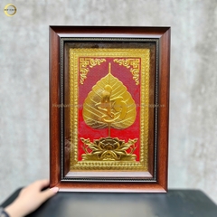 TRANH LÁ BỒ ĐỀ CHỮ AN BẰNG ĐỒNG DÁT VÀNG - KÍCH THƯỚC 38X54CM