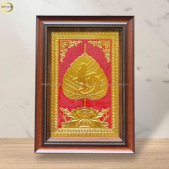 TRANH LÁ BỒ ĐỀ CHỮ AN BẰNG ĐỒNG DÁT VÀNG - KÍCH THƯỚC 38X54CM