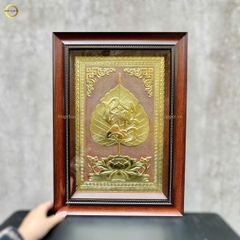 TRANH LÁ BỒ ĐỀ CHỮ BÌNH AN BẰNG ĐỒNG VÀNG - KÍCH THƯỚC 38X54CM