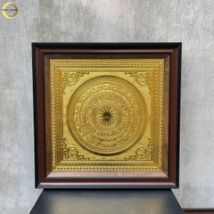 TRANH MẶT TRỐNG ĐỒNG BẰNG ĐỒNG DÁT VÀNG - KÍCH THƯỚC 70X70CM