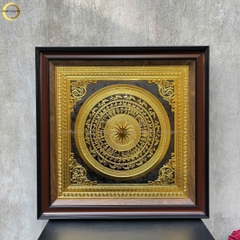 TRANH MẶT TRỐNG ĐỒNG BẰNG ĐỒNG DÁT VÀNG - KÍCH THƯỚC 70X70CM