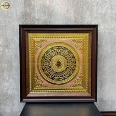 TRANH MẶT TRỐNG ĐỒNG BẰNG ĐỒNG DÁT VÀNG - KÍCH THƯỚC 70X70CM