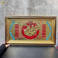TRANH MỪNG THỌ ÔNG BÀ BẰNG ĐỒNG VÀNG - KÍCH THƯỚC 68X38CM
