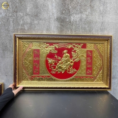 TRANH MỪNG THỌ CỤ BÀ BẰNG ĐỒNG DÁT VÀNG - KÍCH THƯỚC 68X38CM