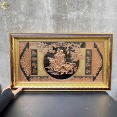 TRANH MỪNG THỌ ÔNG BÀ BẰNG ĐỒNG ĐỎ - KÍCH THƯỚC 68X38CM