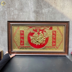 TRANH MỪNG THỌ ÔNG BÀ BẰNG ĐỒNG VÀNG - KÍCH THƯỚC 68X38CM