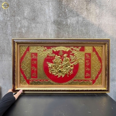 TRANH MỪNG THỌ ÔNG BÀ BẰNG ĐỒNG DÁT VÀNG - KÍCH THƯỚC 68X38CM