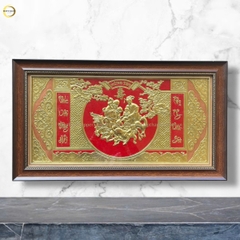 TRANH MỪNG THỌ ÔNG BÀ BẰNG ĐỒNG VÀNG - KÍCH THƯỚC 68X38CM