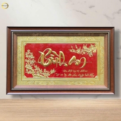 TRANH CHỮ BÌNH AN BẰNG ĐỒNG VÀNG- KÍCH THƯỚC 80X50CM