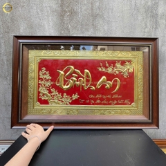 TRANH CHỮ BÌNH AN BẰNG ĐỒNG VÀNG- KÍCH THƯỚC 80X50CM