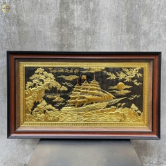 TRANH THUẬN BUỒM XUÔI GIÓ BẰNG ĐỒNG DÁT VÀNG - KÍCH THƯỚC 107X68CM