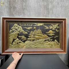 TRANH THUẬN BUỒM XUÔI GIÓ BẰNG ĐỒNG DÁT VÀNG - KÍCH THƯỚC 92X52CM