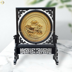 TRANH HOA SEN BẰNG ĐỒNG MẠ VÀNG 24K - 2 MẶT (KÍCH THƯỚC 48X44CM)