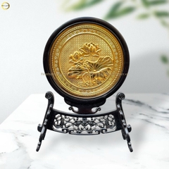 TRANH HOA SEN BẰNG ĐỒNG MẠ VÀNG 24K - 2 MẶT (KÍCH THƯỚC 35X25CM)