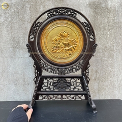 TRANH HOA SEN BẰNG ĐỒNG MẠ VÀNG 24K - 2 MẶT (KÍCH THƯỚC 44X31CM)